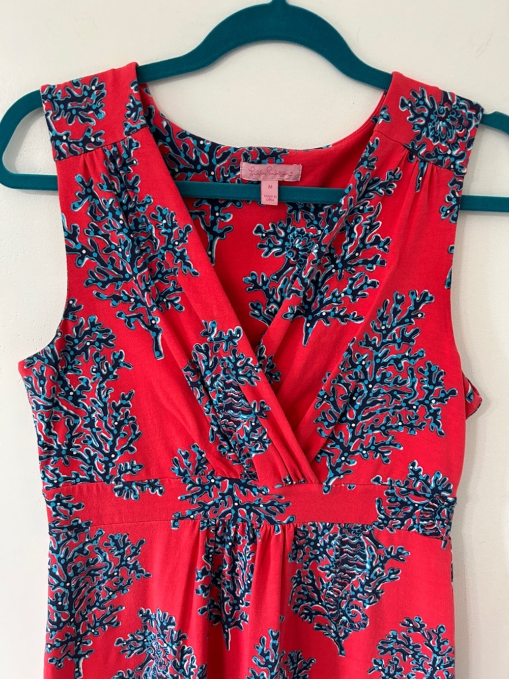 Lilly Pulitzer Coral Reef Dress Women’s M Seahorse Red Sleeveless V-Neck - Picture 3 of 14